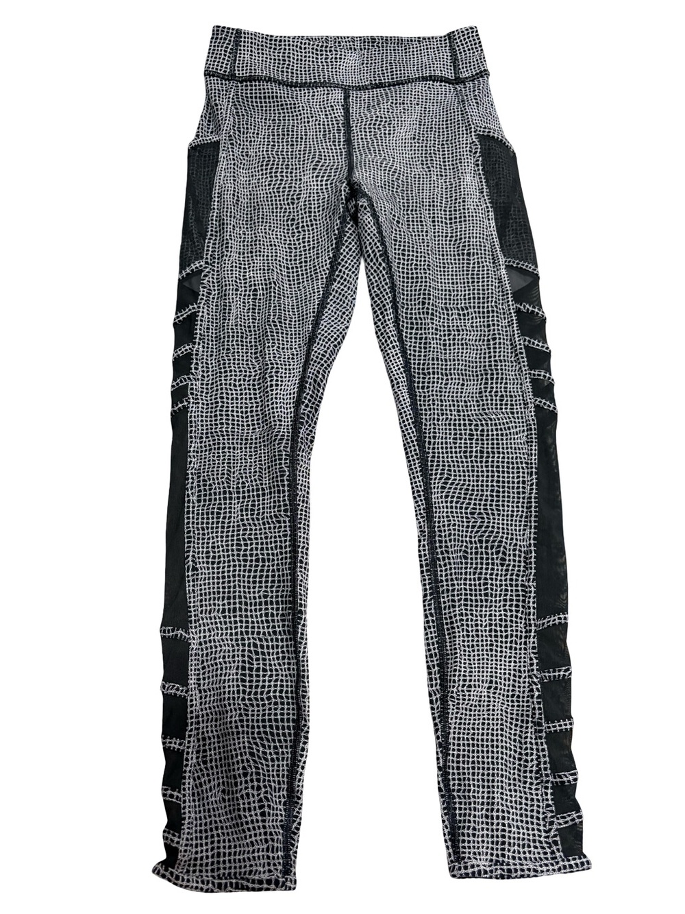 Lululemon Crackle Jacquard Mesh Panel Crop Leggings Size 4 Black White